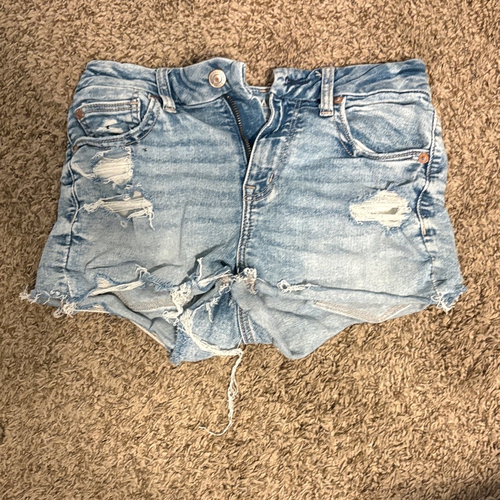 American Eagle Outfitters Light Blue Distressed Denim Cutoff Shorts